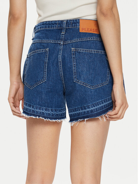 Please Please Jeans kratke hlače D0KHEH0NPF Mornarsko modra Relaxed Fit