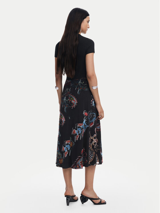 Desigual Desigual Sukienka codzienna Paisley 25SWVK32 Czarny Regular Fit
