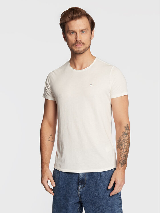 Tommy Jeans Tommy Jeans Tričko Jaspe DM0DM09586 Biela Slim Fit