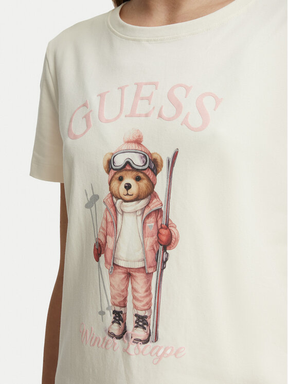 Guess Guess Тишърт V6BI19 K6749 Кремав Regular Fit
