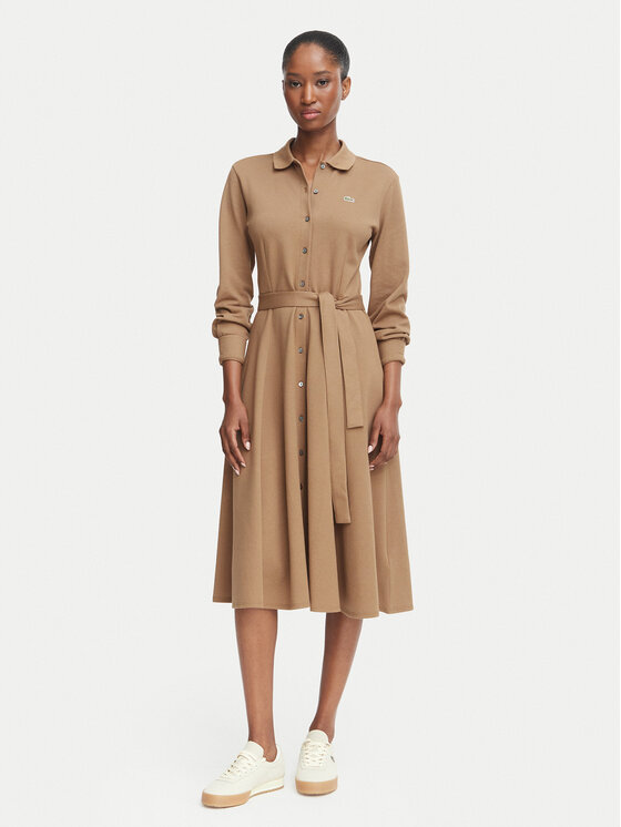 Lacoste Lacoste Rochie de zi EF5299 Maro deschis Regular Fit