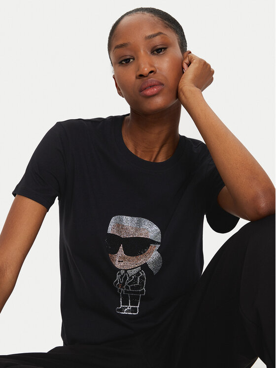 KARL LAGERFELD KARL LAGERFELD T-Shirt Ikonik 2.0 230W1770 Černá Regular Fit