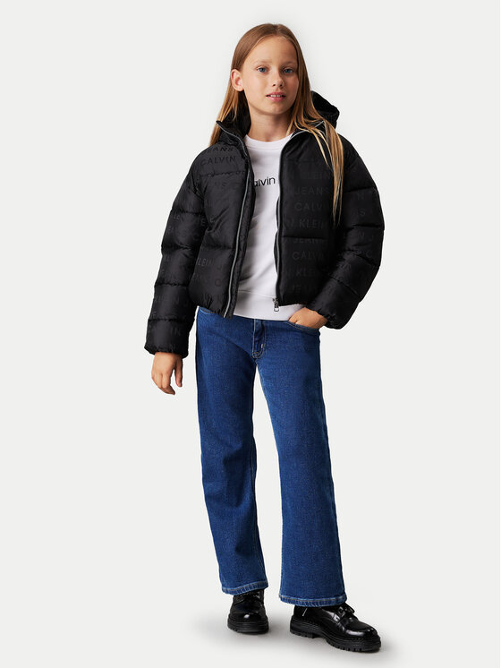 Calvin Klein Jeans Calvin Klein Jeans Kurtka zimowa Logo Aop IG0IG02730 Czarny Regular Fit