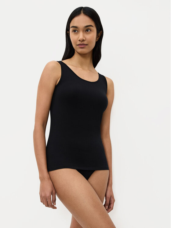 Triumph Triumph Τοπ Sense Of Cotton 10224974 Μαύρο Slim Fit