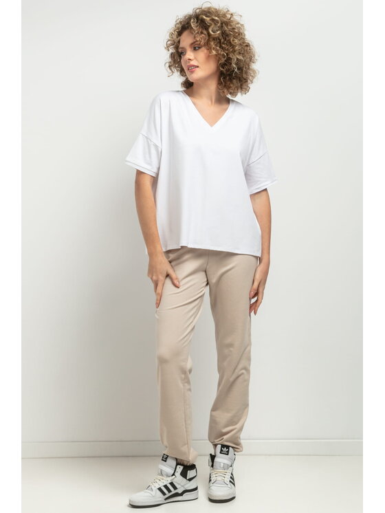 Tessita Tessita Bluzka T393 Biały Straight Fit