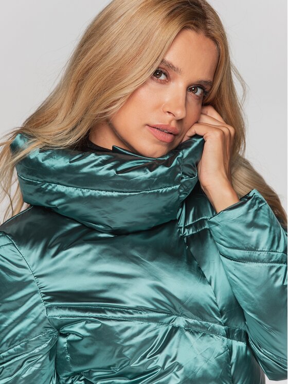 Perso Perso Kurtka damska BLH211025F Zielony Regular Fit