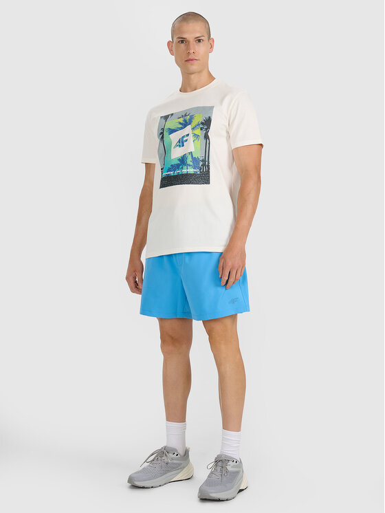 4F 4F T-Shirt FOB SUMMER Kremowy Regular Fit