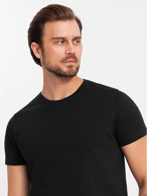 Ombre Ombre Komplet 3 t-shirtów OM-TSBS-0232 Granatowy Regular Fit