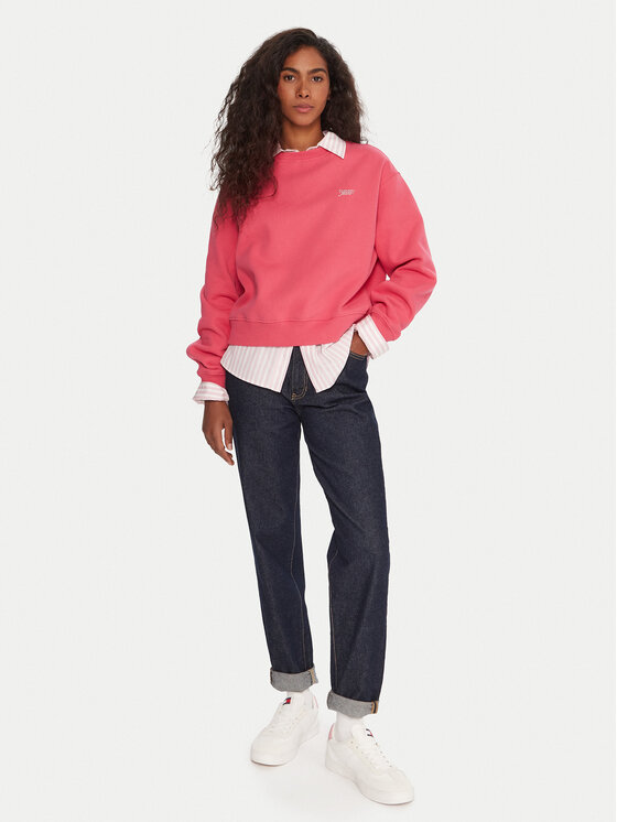 Tommy Jeans Tommy Jeans Džemperis ar kapuci Silver Script DW0DW21961 Rozā Regular Fit
