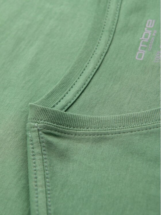 Ombre Ombre T-Shirt OM-TSBS-0237 Zielony Regular Fit