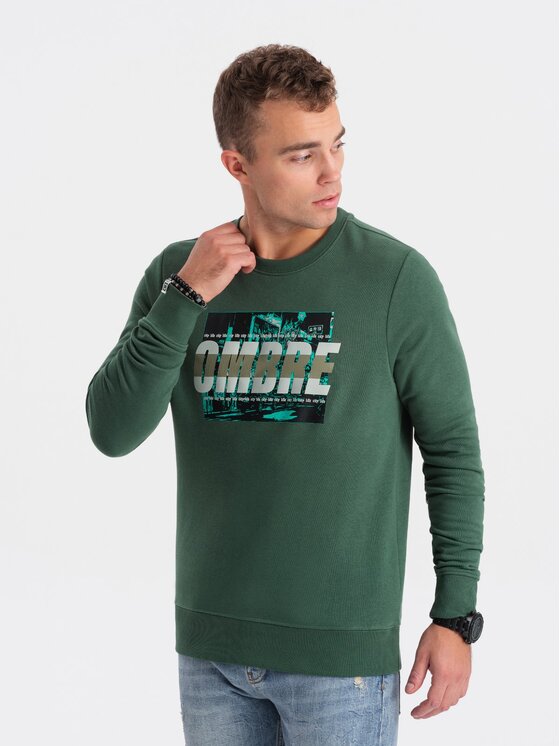 Ombre Ombre Mikina OM-SSPS-0156 Zelená Regular Fit