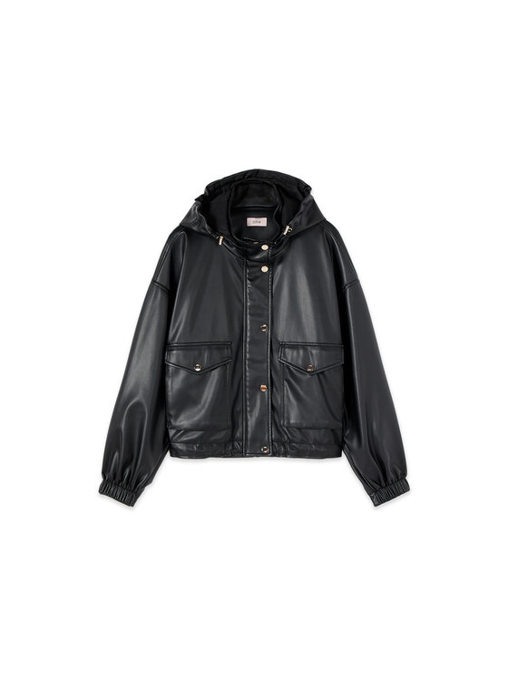 Oltre Oltre Kurtka z imitacji skóry R305J000336N033 Czarny Over Fit