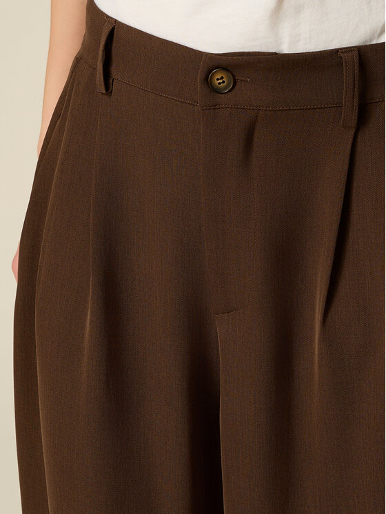 Oltre Oltre Spodnie materiałowe P006J002658N032 Brązowy Baggy Fit