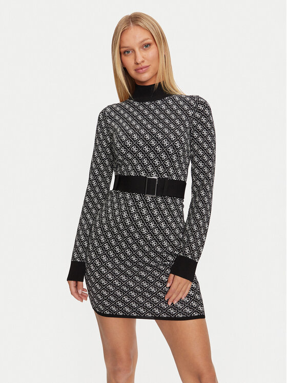 Guess Guess Džemper haljina Lise W4BK43 Z37K0 Crna Regular Fit