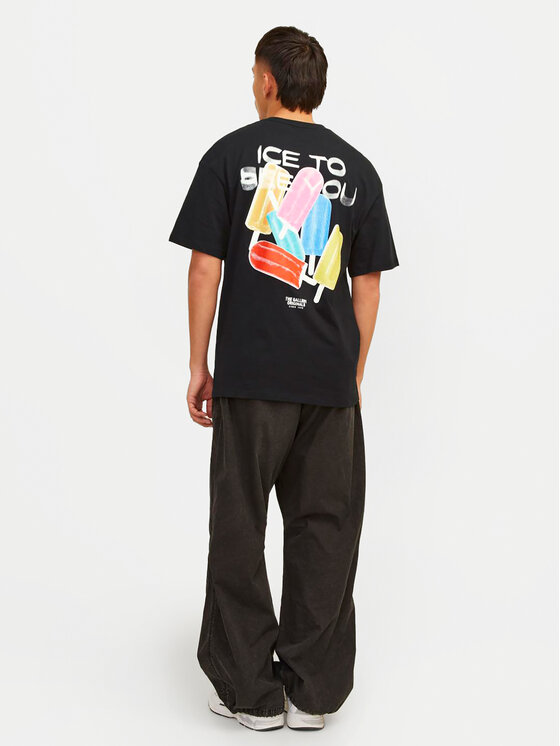 Jack&Jones Jack&Jones T-shirt Jorfrutti 12256926 Crna Wide Fit