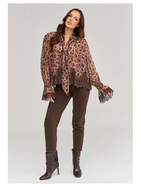 Makadamia Makadamia Koszula C100 Brązowy Loose Fit