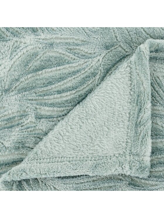 MIAhome MIAhome Koc Pled flanelowy Leaves niebieski 180x230 cm Niebieski