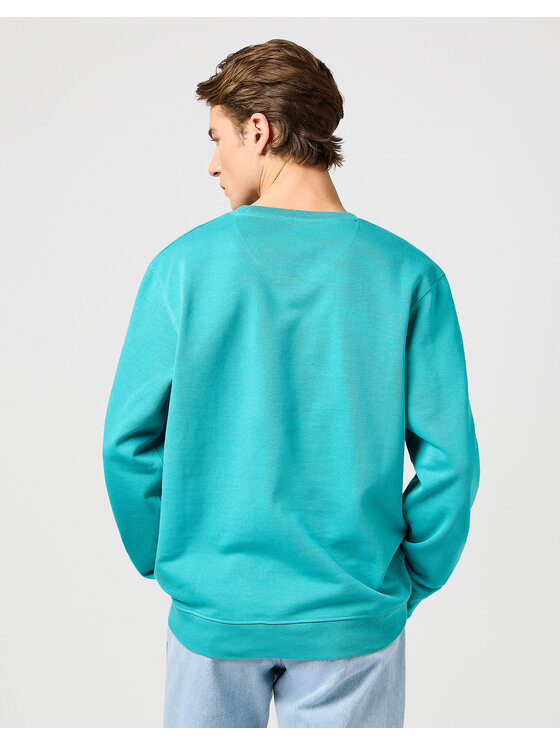 Wrangler Wrangler Bluza SMALL LOGO CREW SWS Turkusowy Regular Fit
