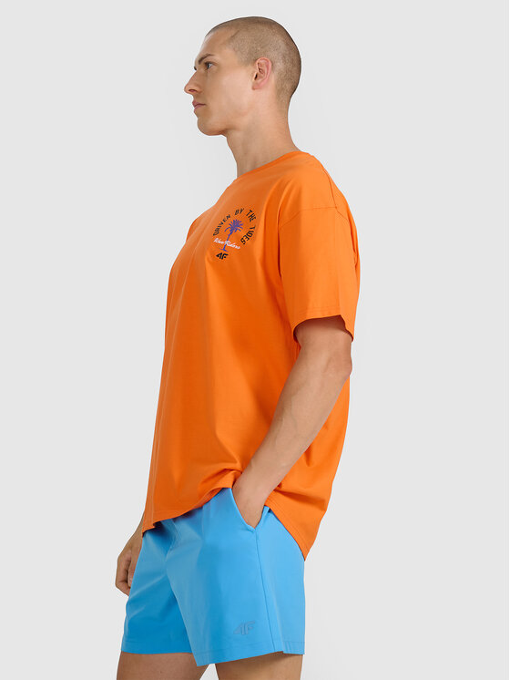 4F 4F T-Shirt FOB SUMMER Pomarańczowy Oversize