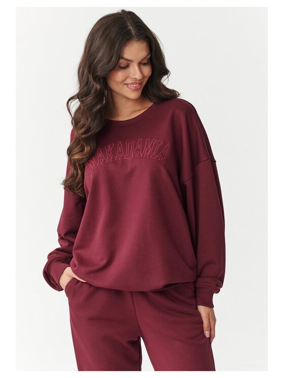 Makadamia Makadamia Dres M889 Bordowy Relaxed Fit