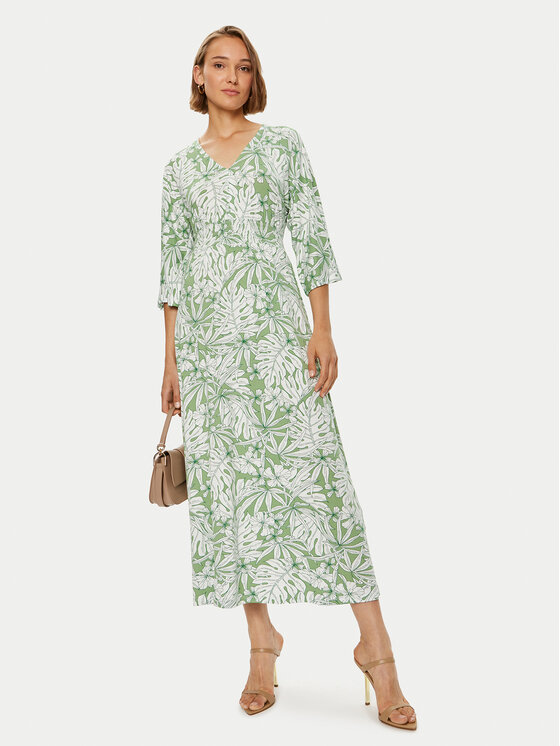 Olsen Olsen Лятна рокля 13001786 Зелен Relaxed Fit