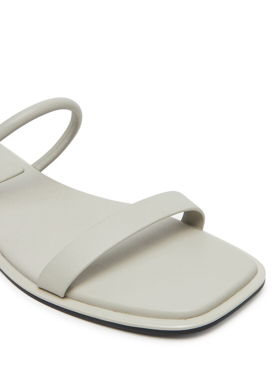 Calvin Klein Calvin Klein Şlapi Flat Sandal Squared 2-Bar Lth HW0HW02532 Écru