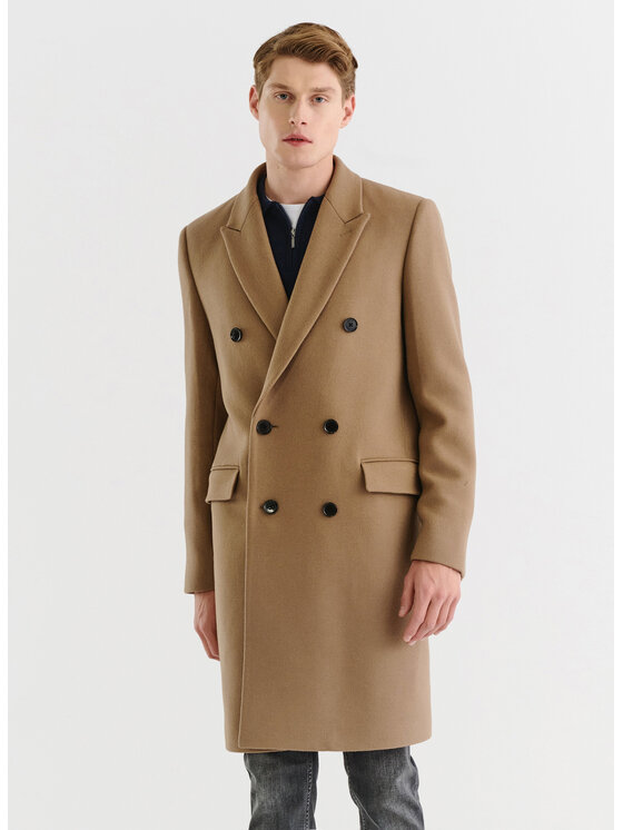 Pako Lorente Pako Lorente Płaszcz wełniany P23WP-7X-001 Beżowy Classic Fit