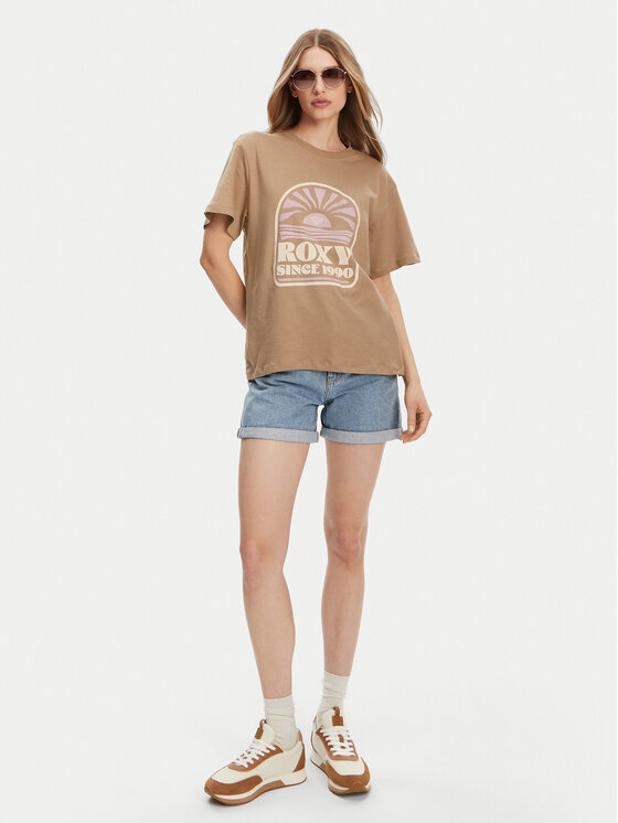 Roxy Roxy T-Shirt ERJZT05912 Brązowy Regular Fit