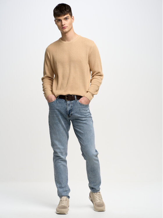 BIG STAR BIG STAR Sweter STANSON_801_160 Beżowy Basic Fit