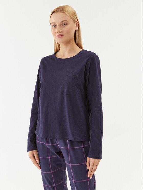 Triumph Triumph Pyžamový top Mix & Match LSL Top Chest Pocket 03 10216519 Tmavomodrá Regular Fit