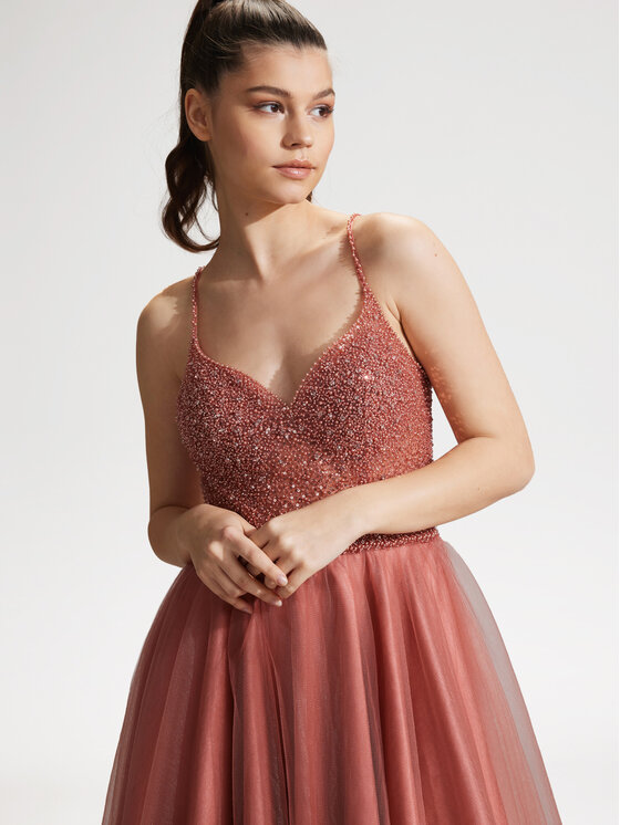 Hey Kyla Hey Kyla Sukienka koktajlowa 5AG014HK Pomarańczowy Regular Fit