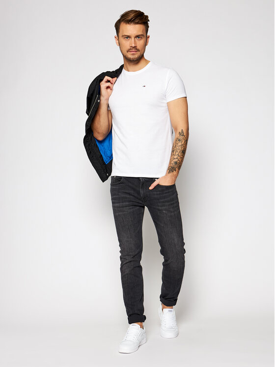 Tommy Jeans Tommy Jeans Tricou DM0DM04411 Alb Slim Fit