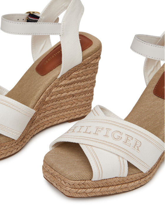 Tommy Hilfiger Tommy Hilfiger Espadrilles Tommy Hilfiger Espad High Wedge FW0FW08668 Ekru