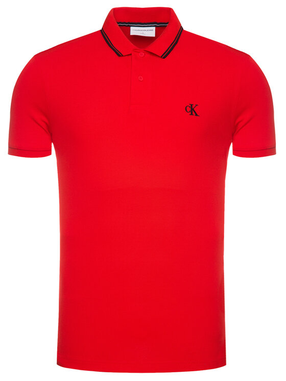 Calvin Klein Jeans Polohemd J30J314565 Rot Slim Fit