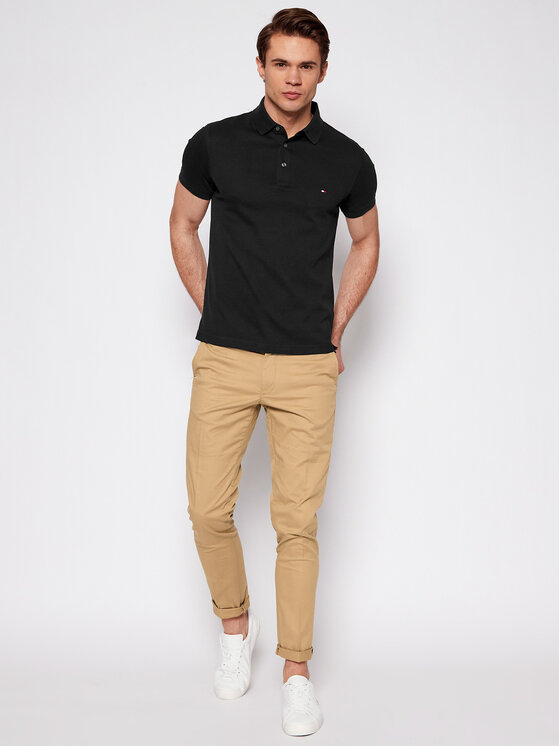 Tommy Hilfiger Tommy Hilfiger Pólóing 1985 MW0MW17771 Fekete Slim Fit
