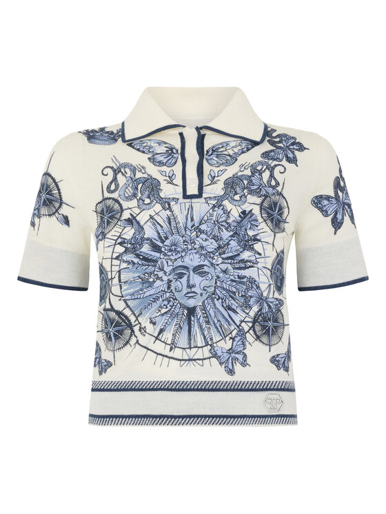 PHILIPP PLEIN PHILIPP PLEIN Polo 28995 Niebieski jasny Regular Fit