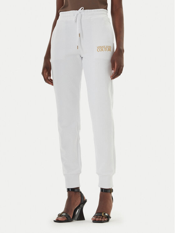 Versace Jeans Pantaloni trening 80HAAT01 Alb Regular Fit