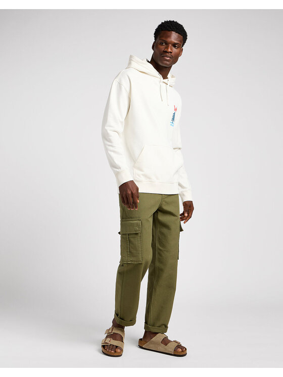 Lee Lee Bluza GRAPHIC HOODIE Biały Regular Fit
