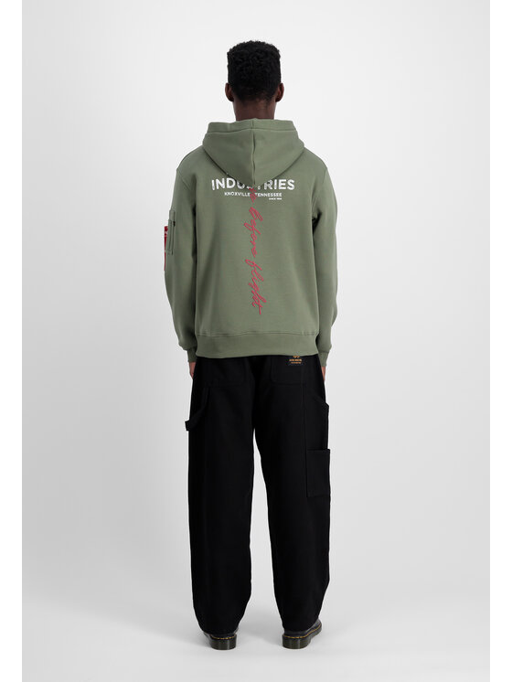 Alpha Industries Alpha Industries Bluza Signature Backprint Hoodie Zielony Regular Fit