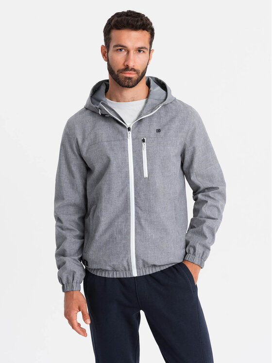 Ombre Ombre Kurtka przejściowa OM-JANP-0136 Szary Regular Fit
