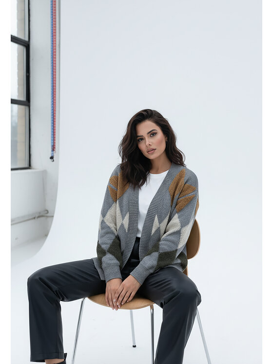 FIGL FIGL Ζακέτα M1251 Γκρι Regular Fit