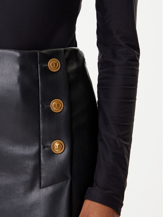 TWINSET TWINSET Műbőr szoknya 252TP2233 Fekete Regular Fit