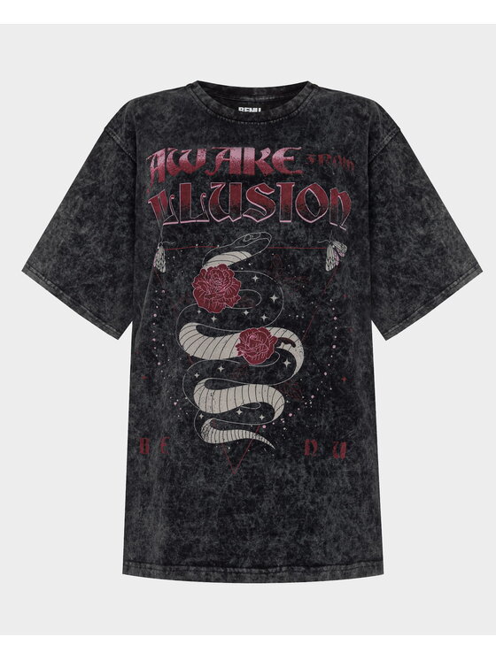 BENU BENU T-Shirt Snake Černá Oversize