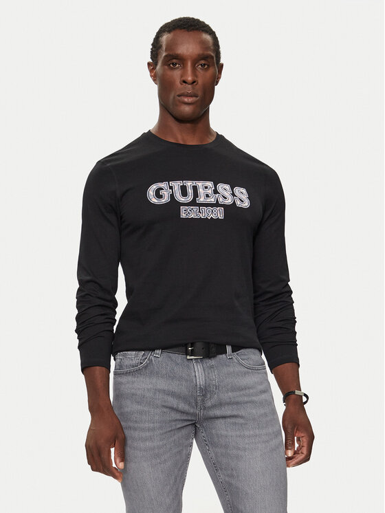 Guess Longsleeve krekls M4BI46 I3Z14 Melns Slim Fit