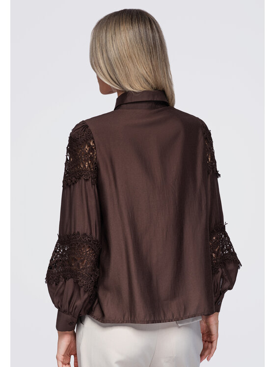 Ombre Ombre Koszula OW-SH-E0075 Brązowy Relaxed Fit