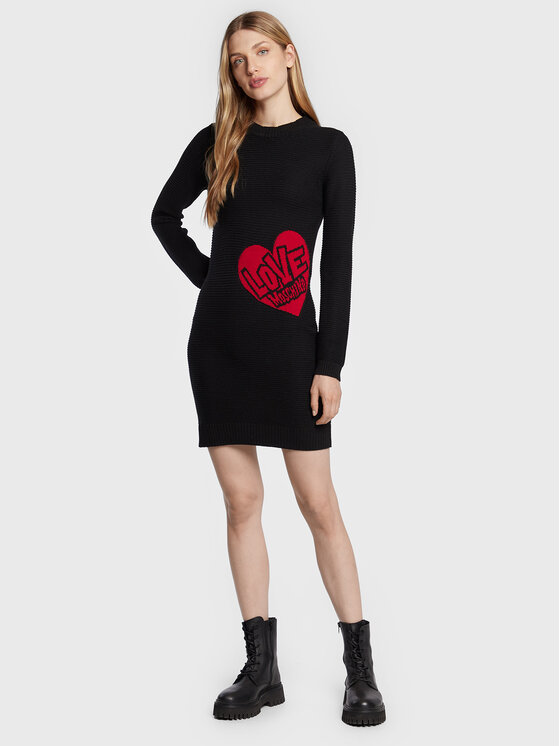 LOVE MOSCHINO LOVE MOSCHINO Trikotāžas kleita WSE0810X A125 Melns Regular Fit