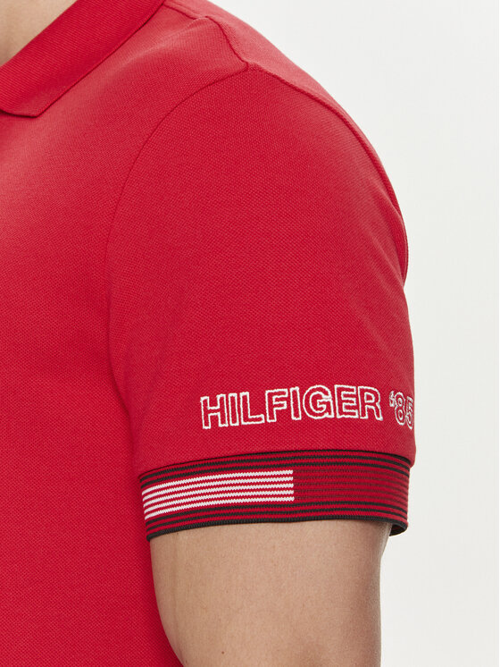 Tommy Hilfiger Tommy Hilfiger Polo Flag MW0MW34780 Czerwony Slim Fit