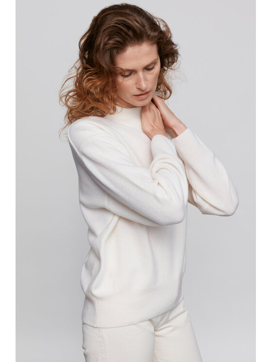B SIDES B SIDES Sweter MERINO Biały Regular Fit