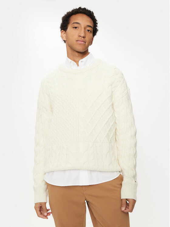 Tommy Hilfiger Tommy Hilfiger Пуловер MW0MW36546 Бял Regular Fit
