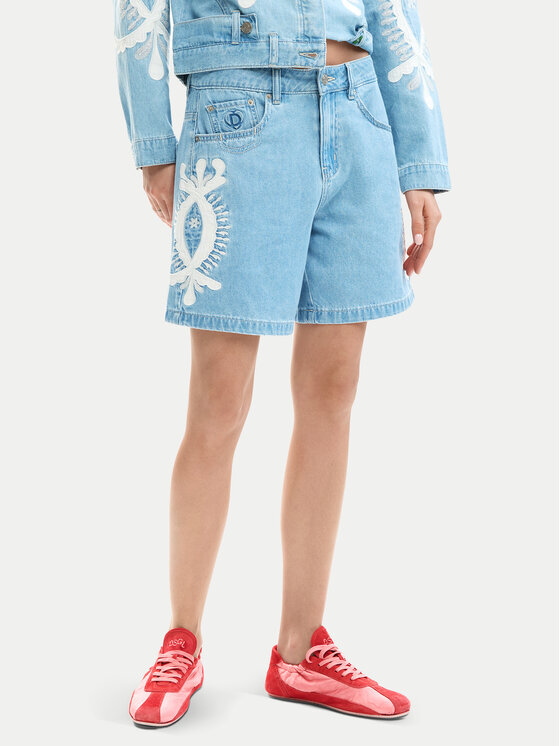 Desigual Desigual Džínové šortky Wakand 26SWDD45 Modrá Relaxed Fit
